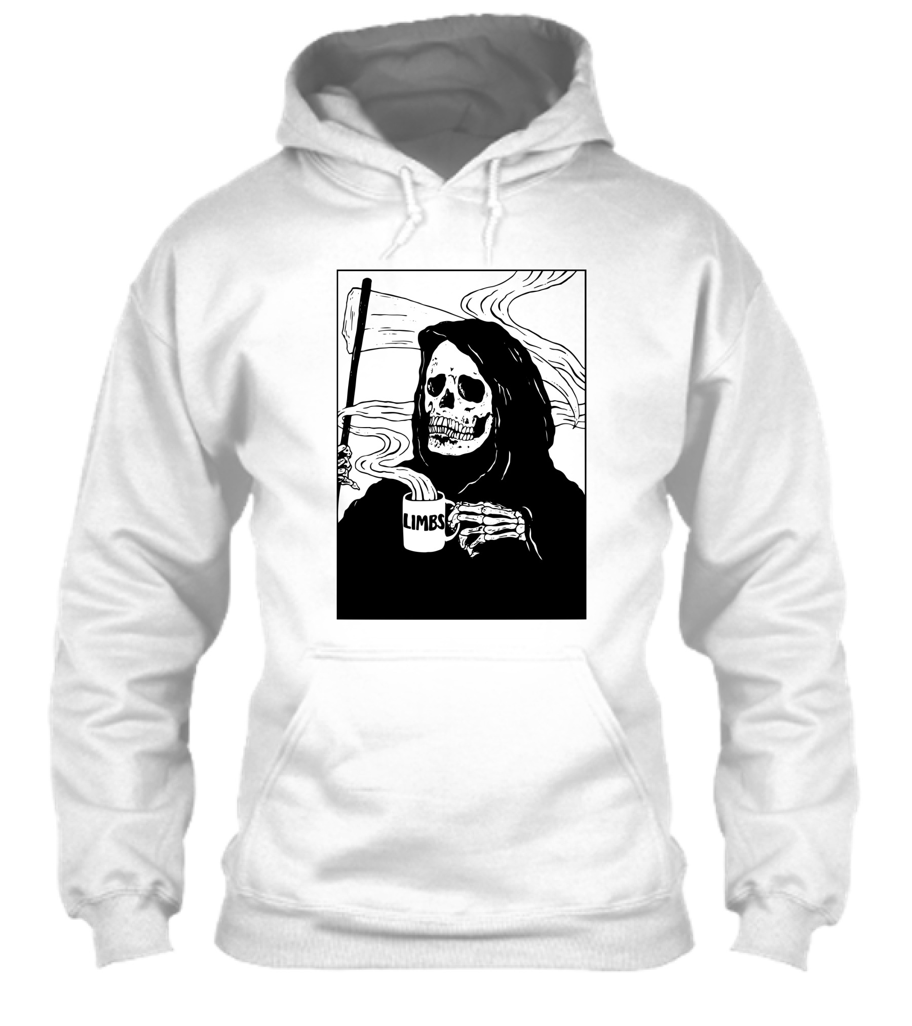 Chelsea Grin Down Right Merch Limbs Coffee Reaper Skeleton Holding Scythe And Mug Shirt