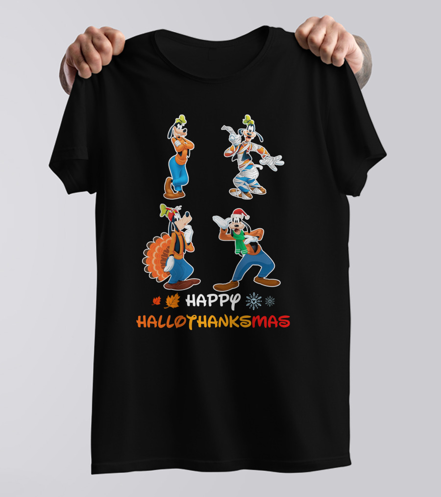 Tinkerbell Happy Hallothanksmas Pumpkin Santa Hat Snowflakes Shirt