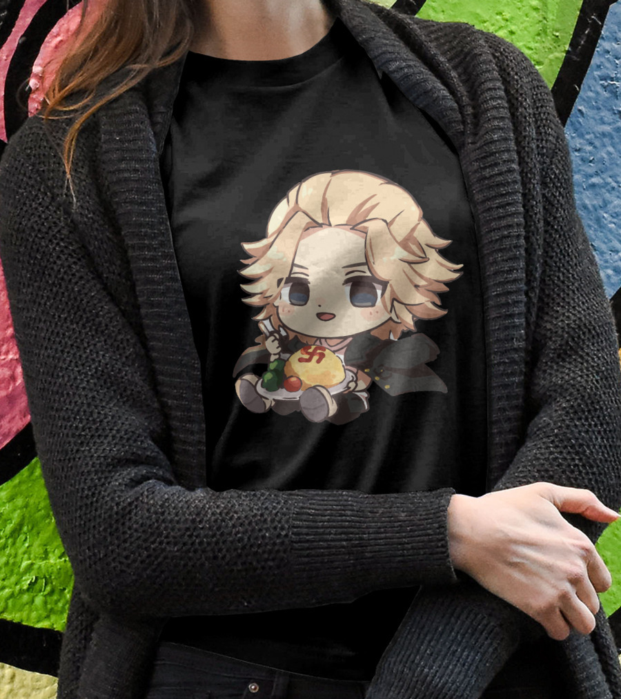 Mikey Holding Omurice Dish Tokyo Revengers Chibi Character Shirt