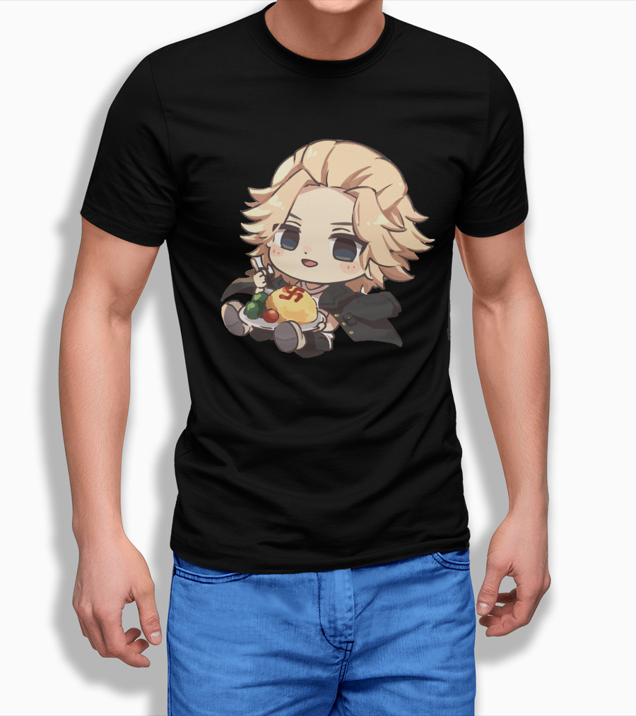 Mikey Holding Omurice Dish Tokyo Revengers Chibi Character Shirt