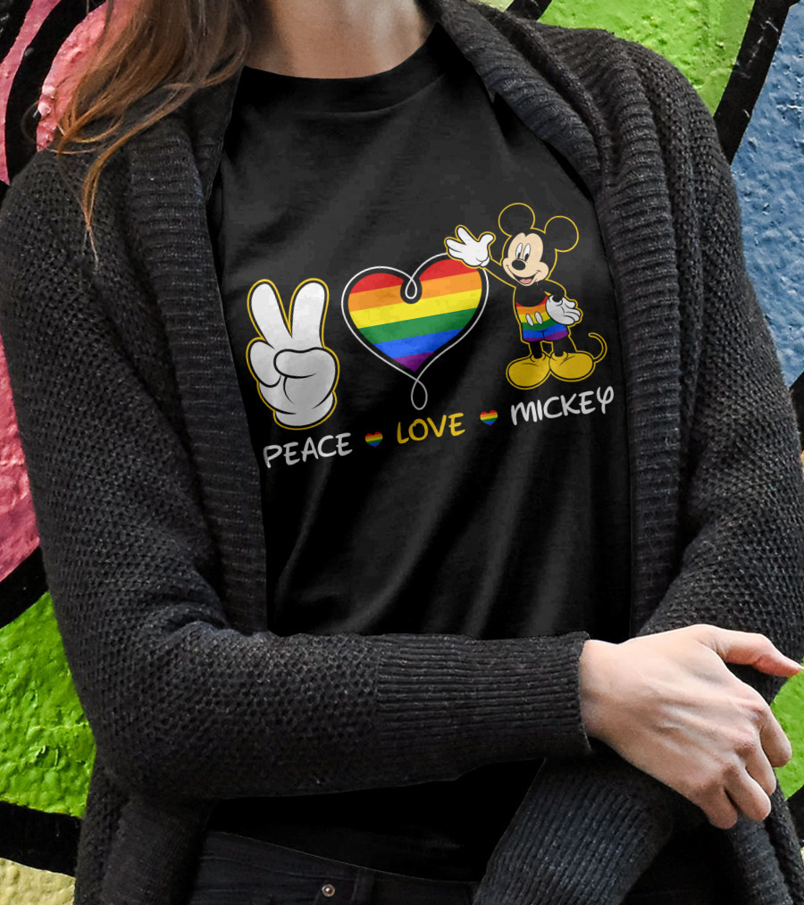 Peace Love Mickey Rainbow Pride Shirt