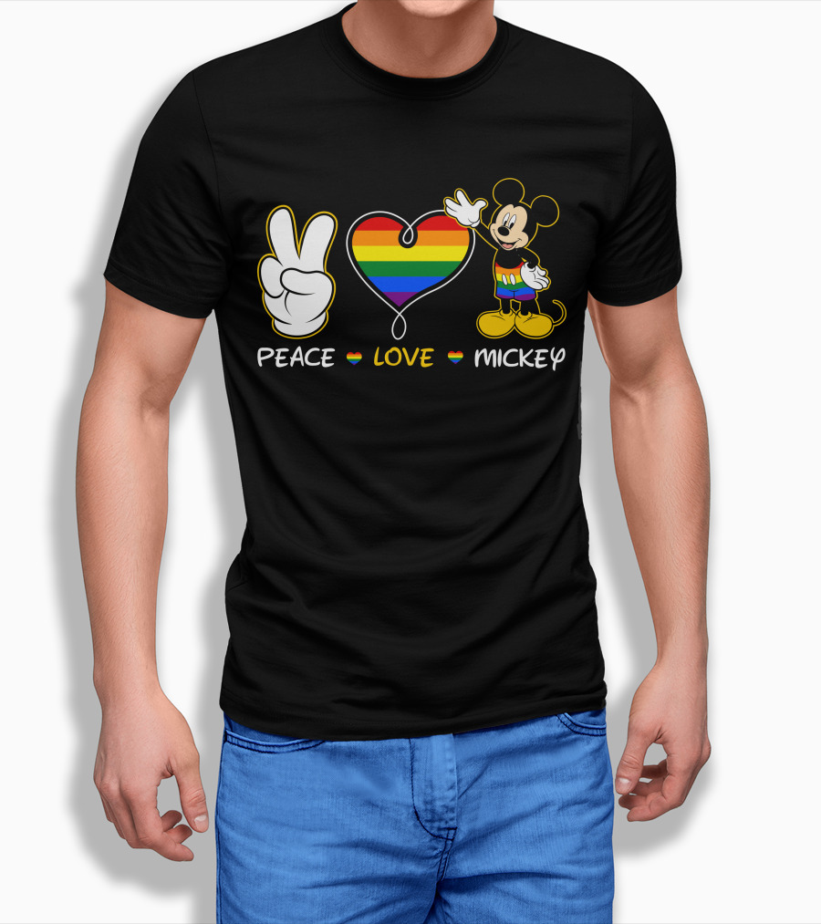 Peace Love Mickey Rainbow Pride Shirt