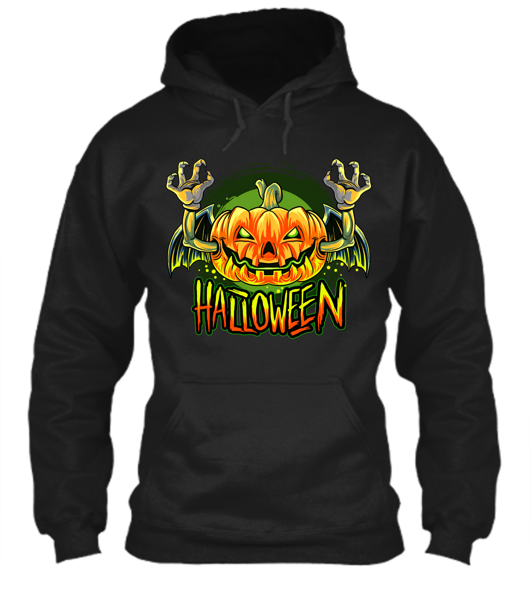 Halloween Pumpkin With Bat Wings And Zombie Hands Shirt