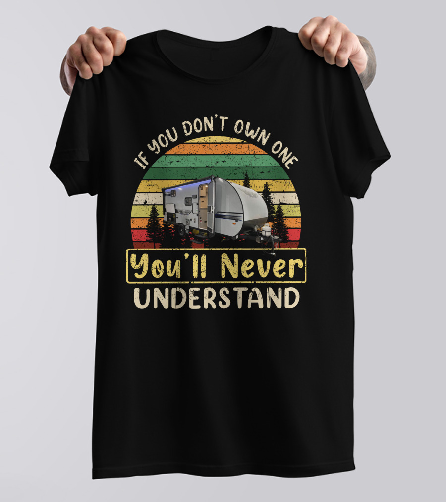 Never Underestimate An Old Man With A Surveyor Camper And Mountain Scene Shirt