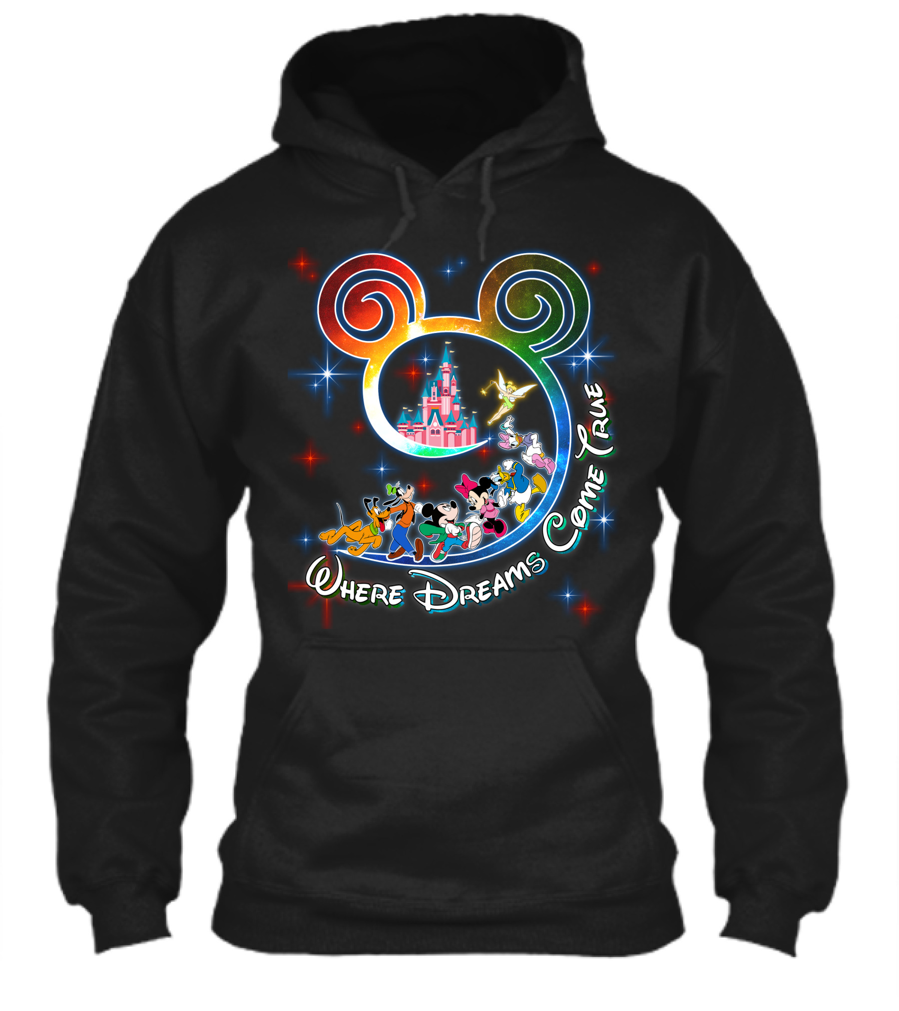 Where Dreams Come True Disney Castle Mickey Minnie Goofy Donald Pluto Tinkerbell Shirt
