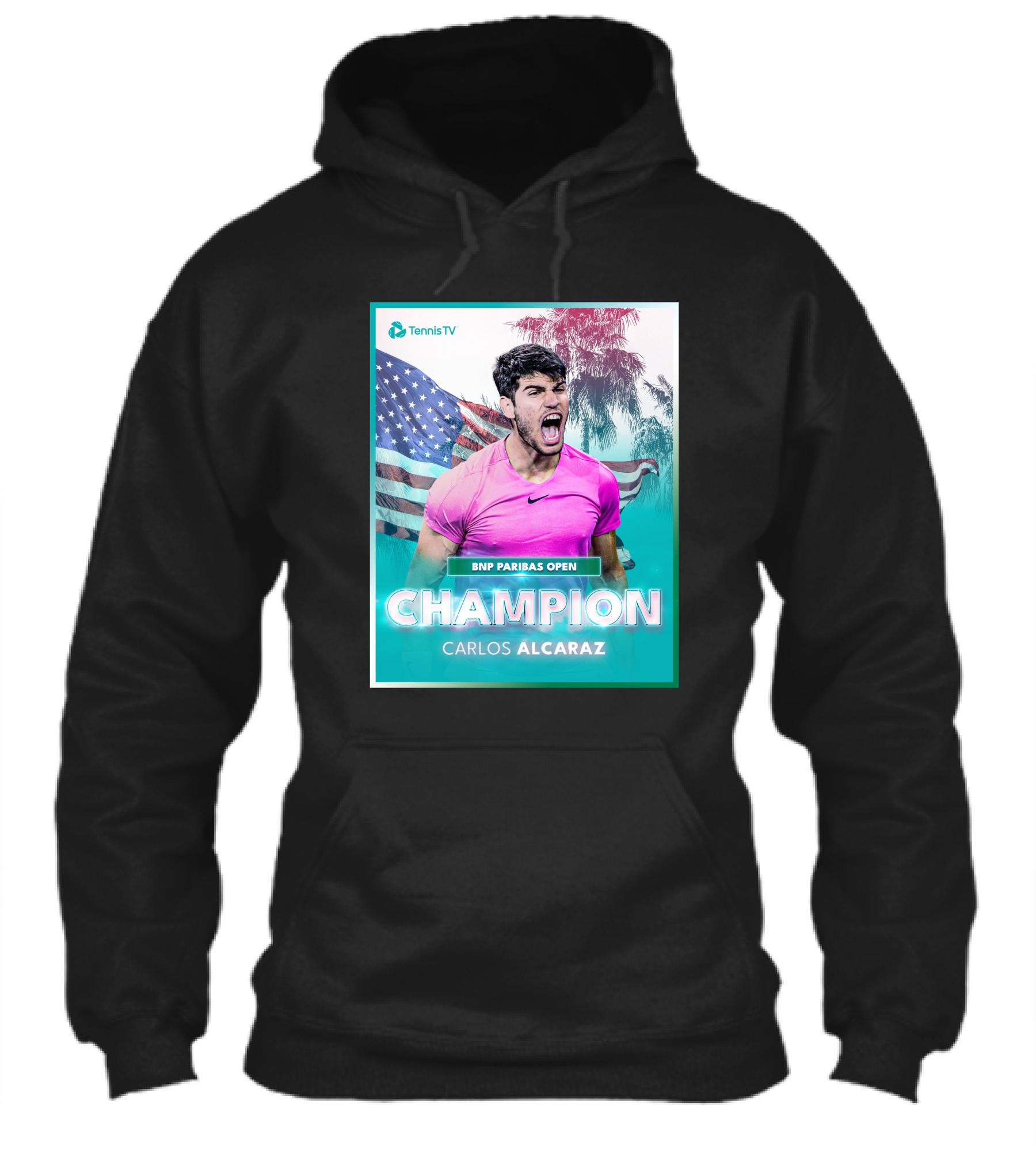 Tennistv Bnp Paribas Open Champion Carlos Alcaraz American Flag Background Shirt