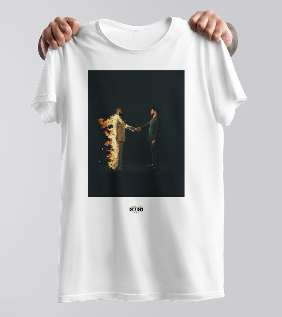 Boston Celtics Jayson Tatum Jaylen Brown Fire Handshake Shirt