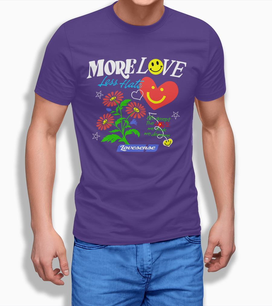 More Love Less Hate Smile Heart Flowers Stars Lovsense Shirt