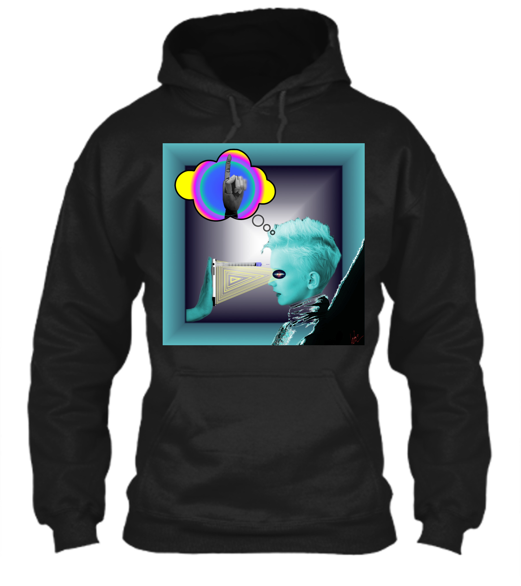 Push In Neon Finger Vision Cube Shirt