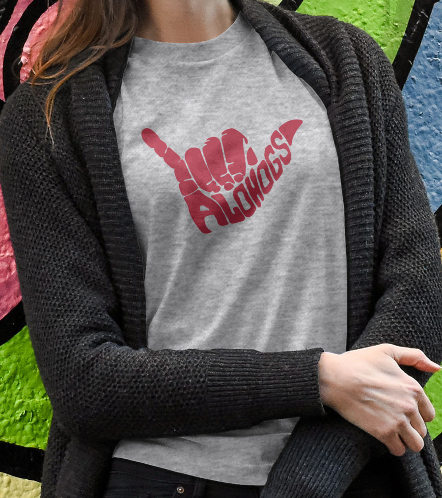 Shaka Hand Gesture With Alohogs Text Shirt