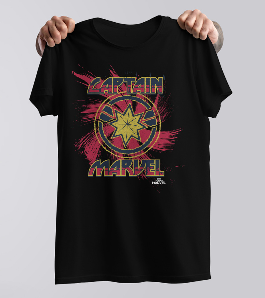 Paging Captain Marvel Distressed Cursive Marvel Shirt