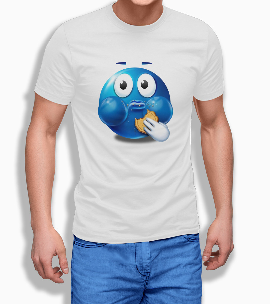 Pacman Style Blue Ghost Eating Cookies Hungee Shirt