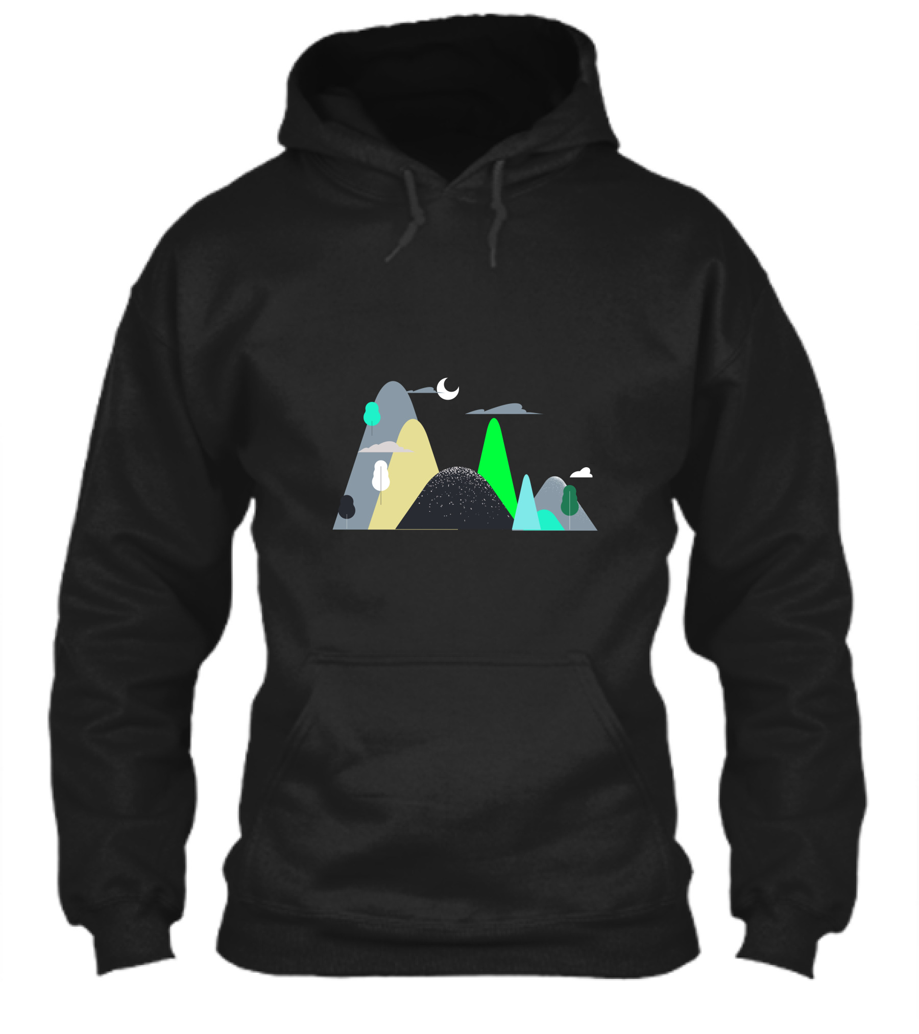 Mountains Moon Night Scene With Trees And Clouds Shirt