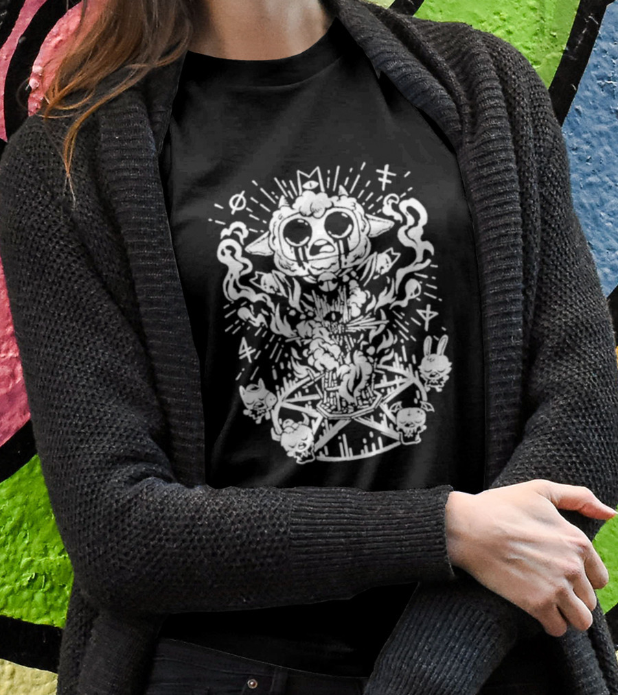 Cult Of The Lamb Bonfire Ritual Fangamer Symbolic Gathering With Anthropomorphic Characters Shirt