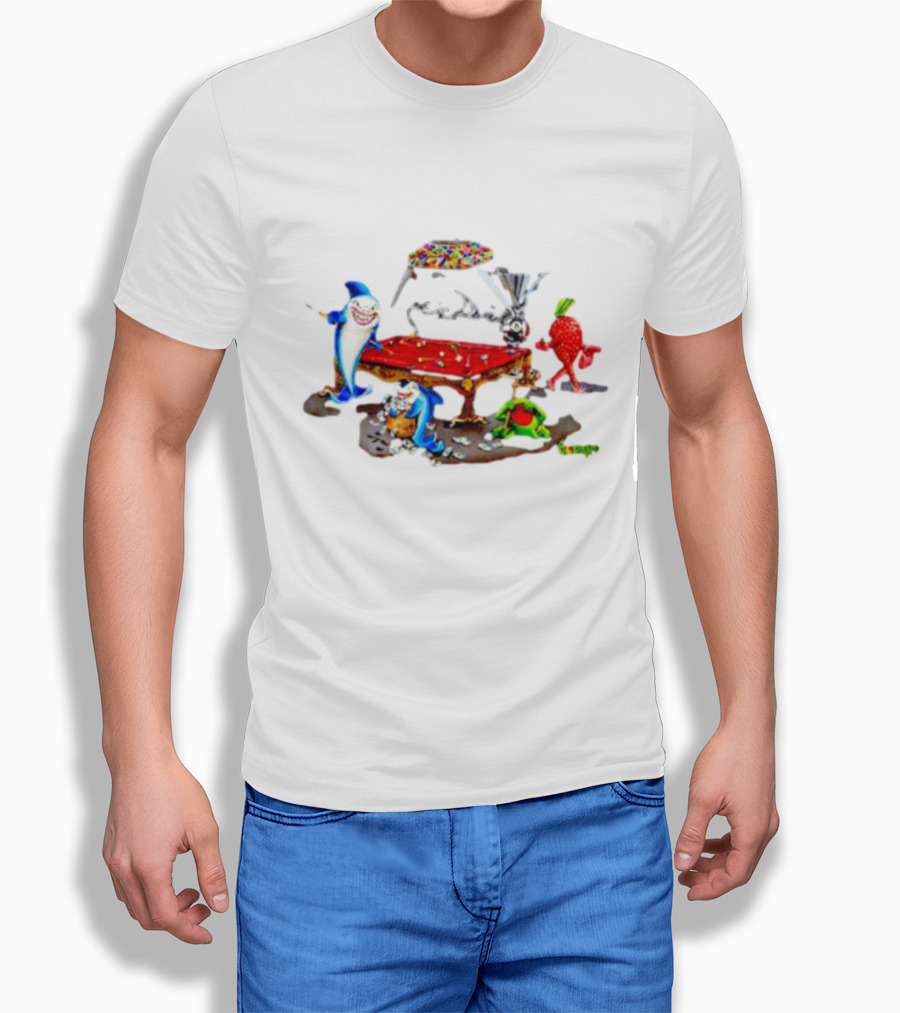 Pool Shark Michael Godard Poker Sharks And Fruit Characters Playing Billiards Shirt