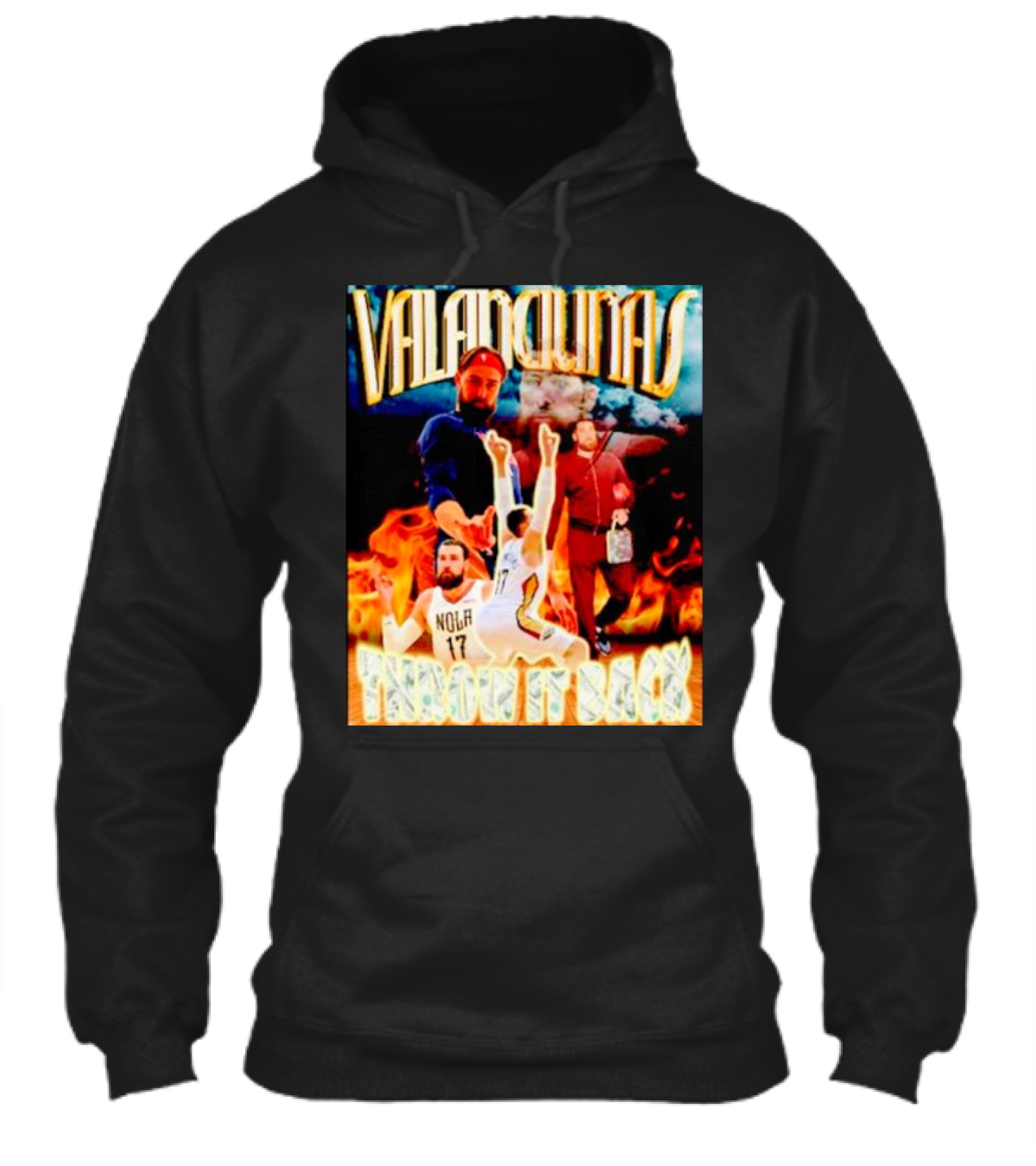 Valanciunas Throw It Back Nola 17 Fire Basketball Montage Shirt