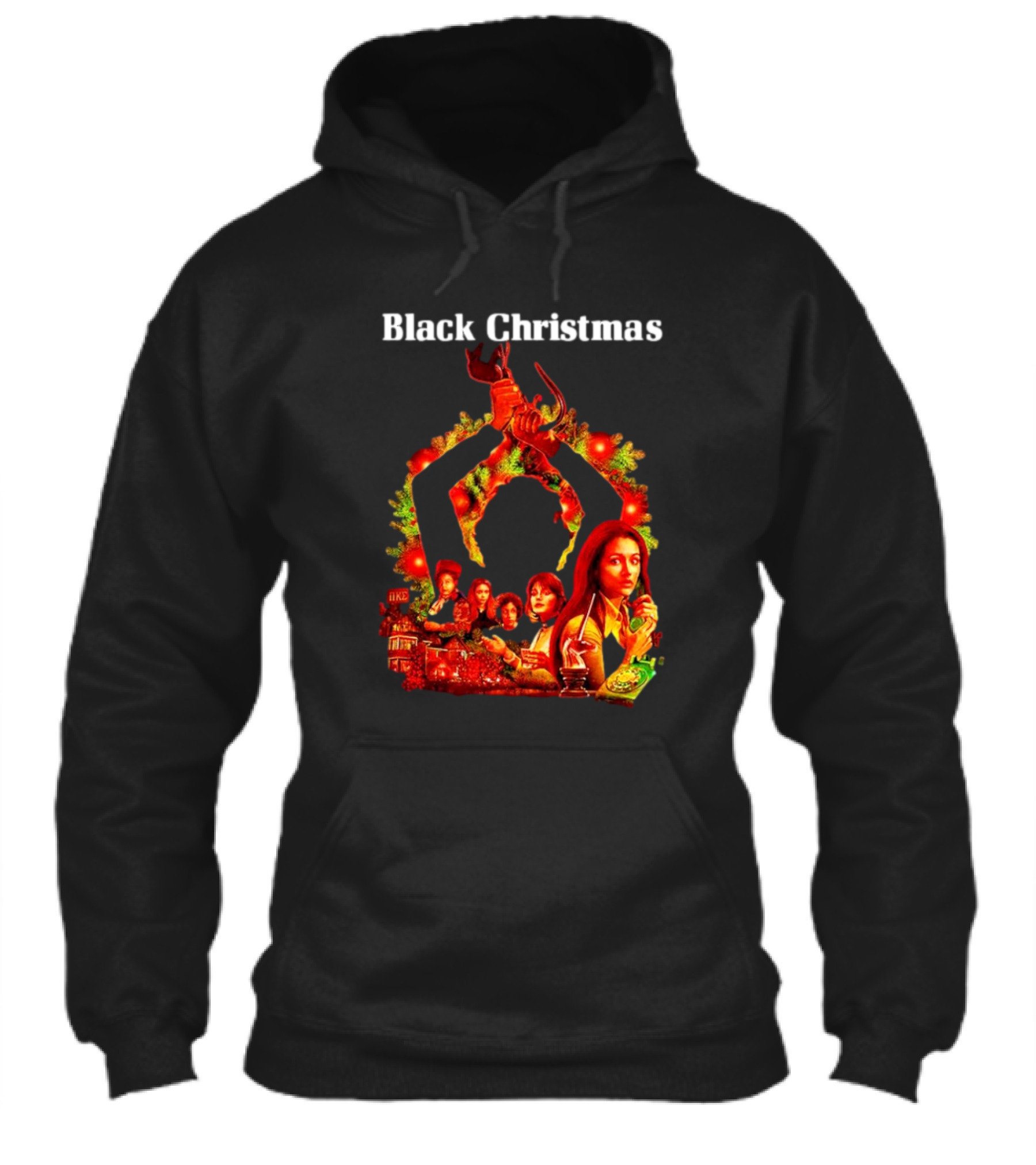 Black Christmas Silent Night Horror Movie Characters Axe Wreath Scene Shirt