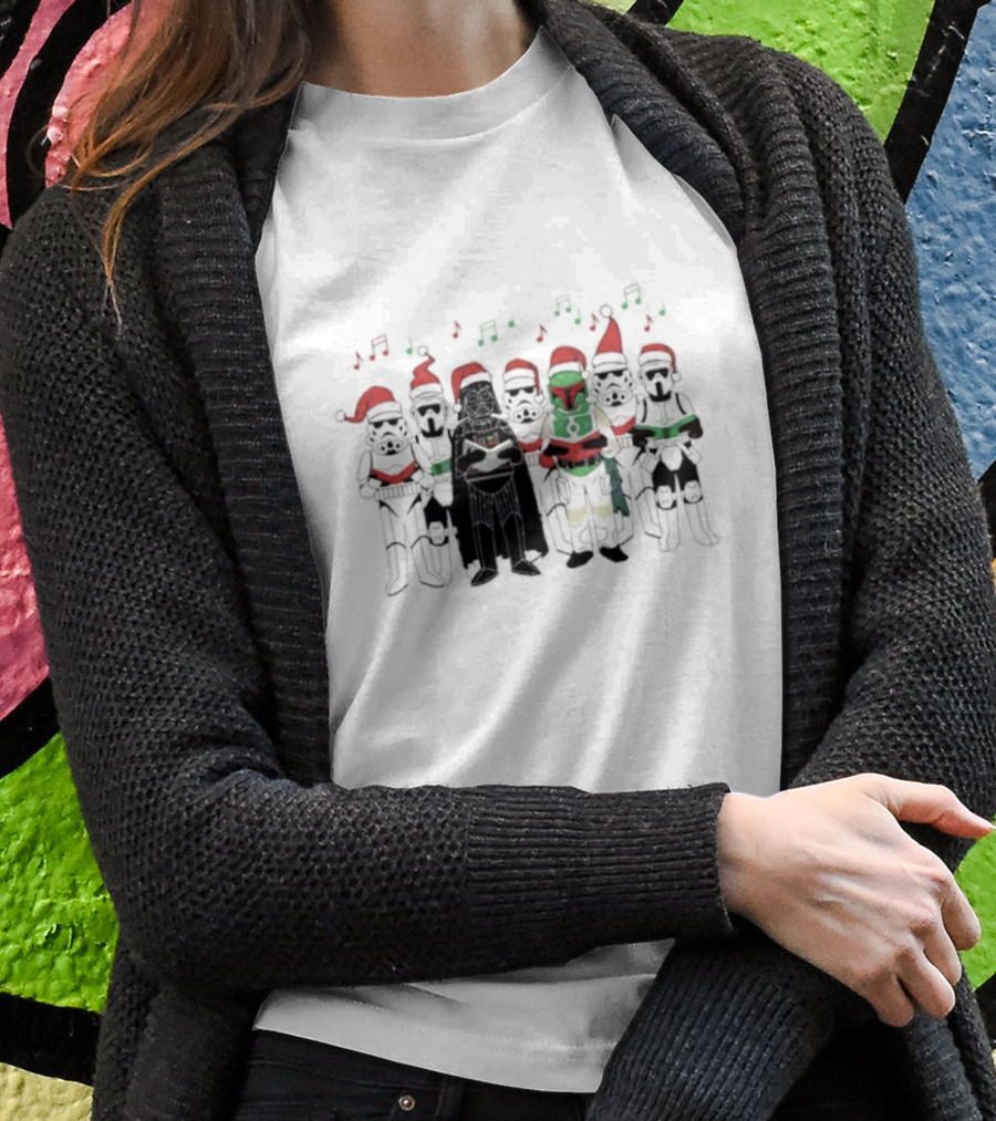 Star Wars Characters Santa Hats Singing Christmas Carols Shirt