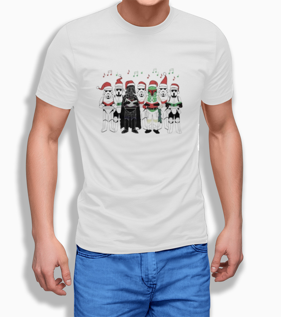 Star Wars Characters Santa Hats Singing Christmas Carols Shirt