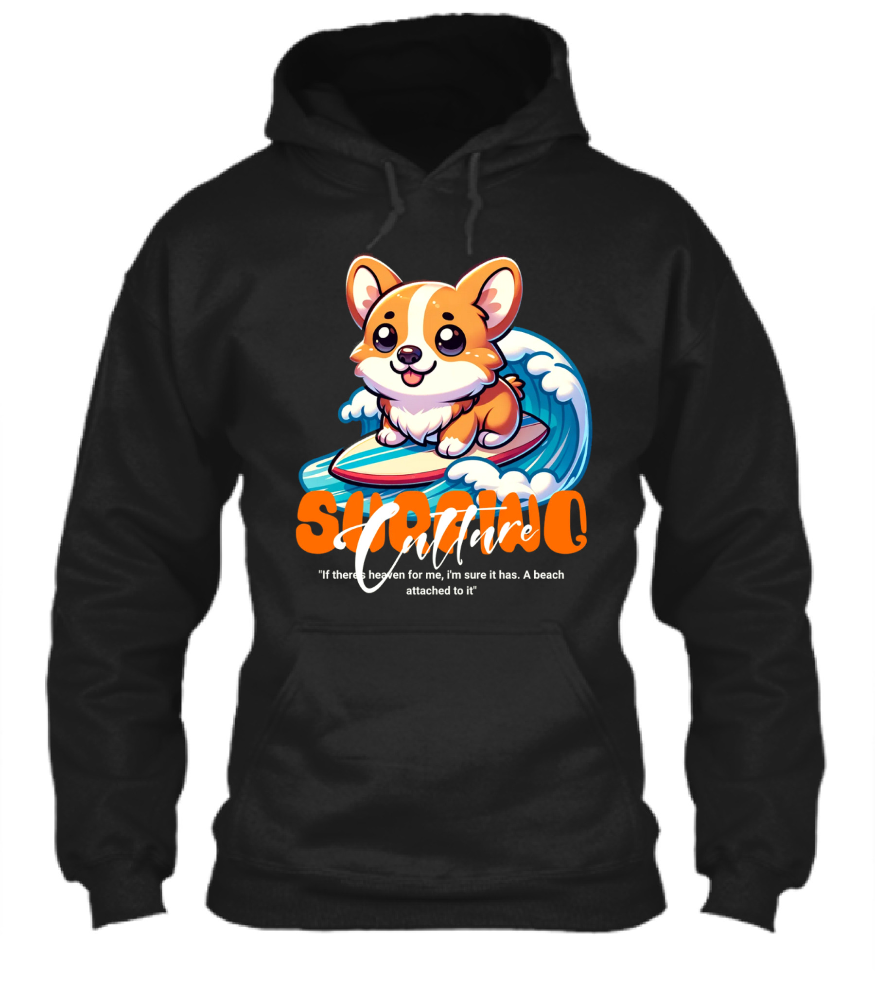 Surfing Culture Corgi On Surfboard With Wave Shirt