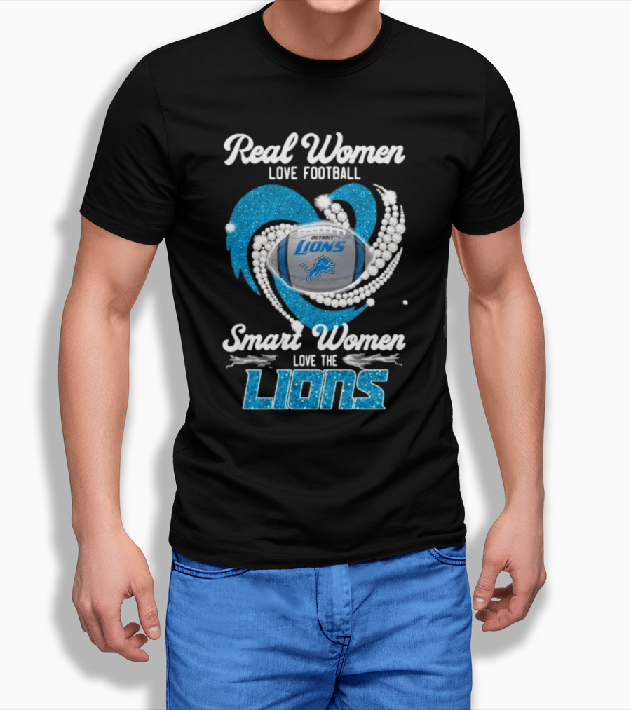 Real Women Love Football Smart Women Love The Detroit Lions Logo Football Shirt