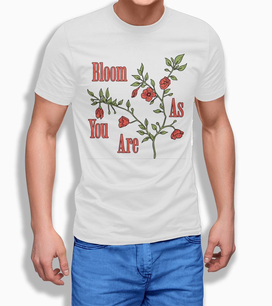 Bloom As You Are Floral Branches Red Flowers Green Leaves Shirt