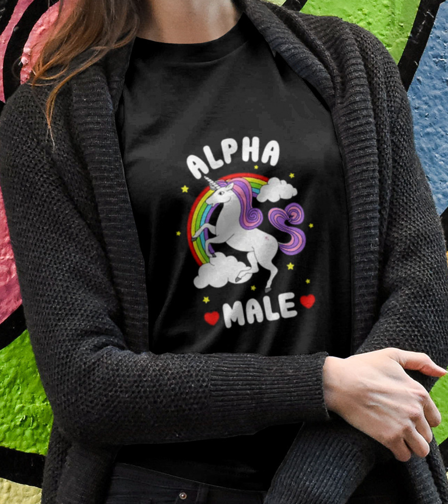 Alpha Male Unicorn Rainbow Fathers Day Shirt