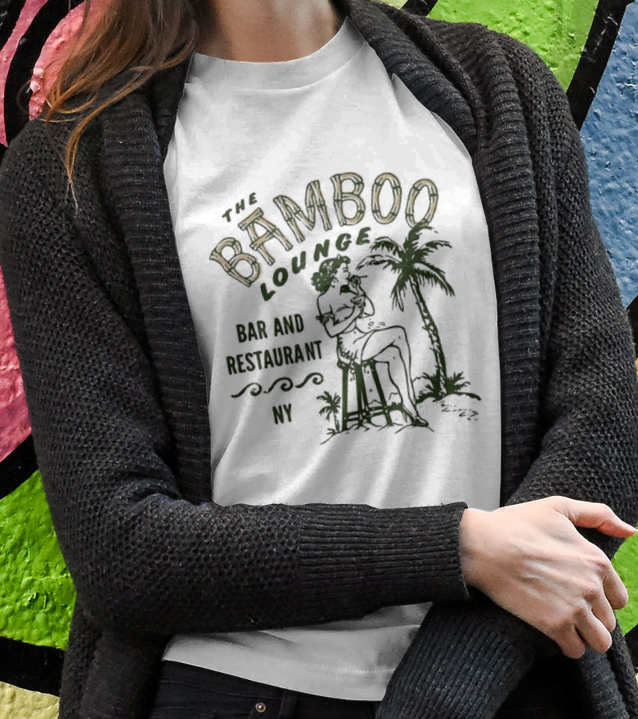 The Bamboo Lounge Ny Bar Restaurant Vintage Tropical Scene Shirt