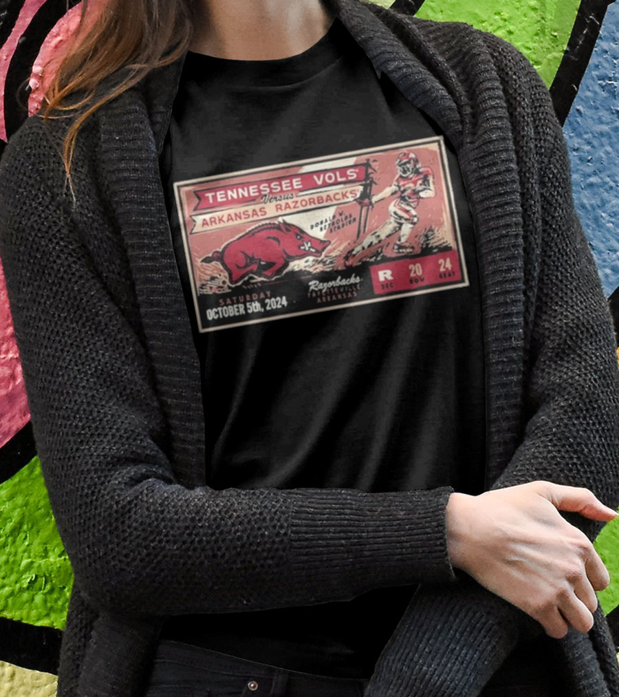 Tennessee Vols Versus Arkansas Razorbacks Football October 5 2024 Donald W Reynolds Razorback Stadium Fayetteville Shirt