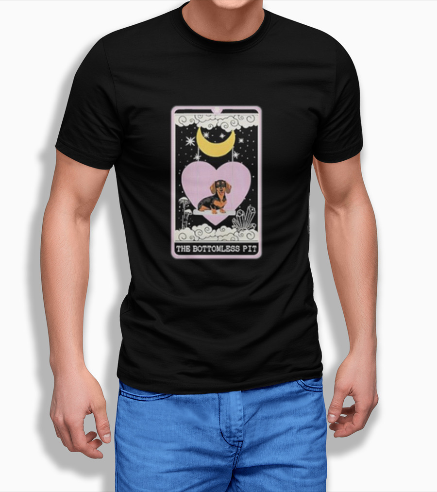 Dachshund Under Crescent Moon In Heart With Stars The Bottomless Pit Shirt