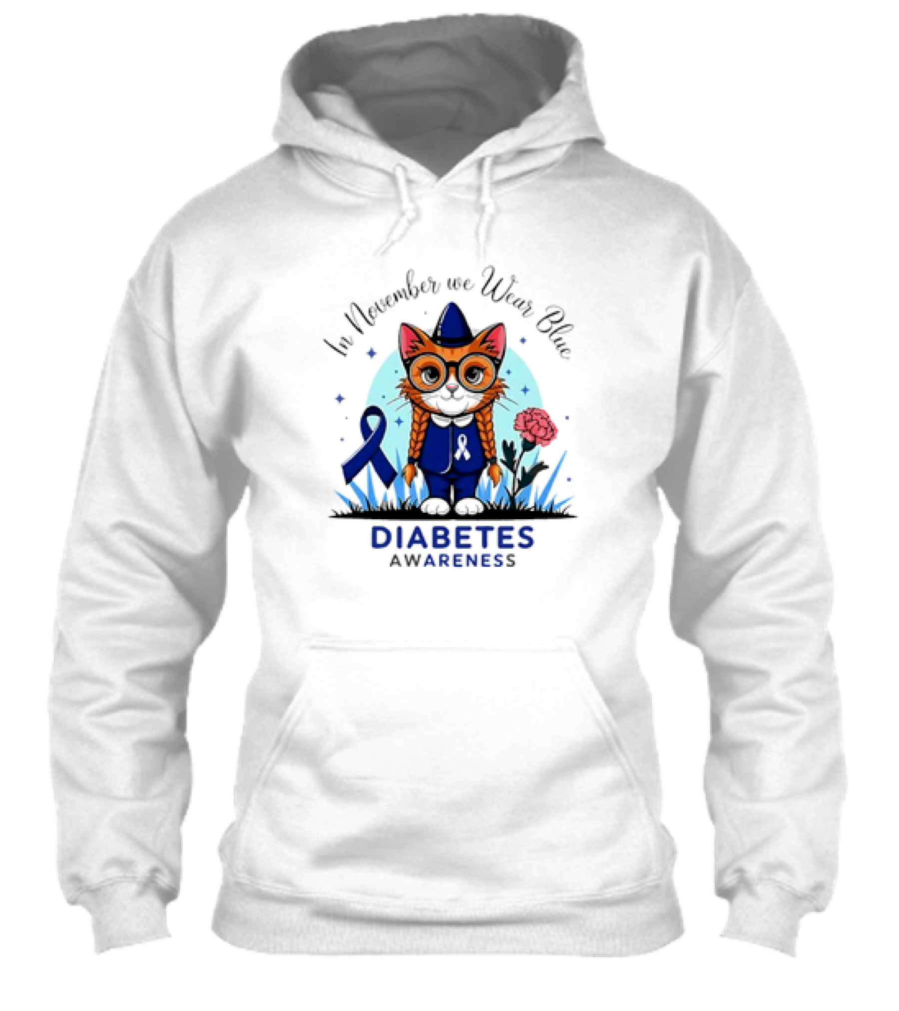 In November We Wear Blue Cute Cat Diabetes Awareness Shirt