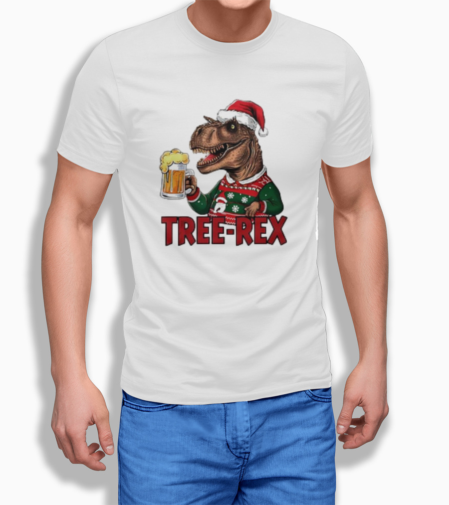 Christmas Treerex Ugly Sweater Merry Beer Dinosaur Trex Shirt