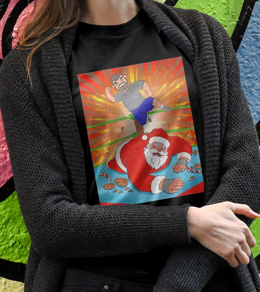 Wrestling Santa Christmas Carnage Candy Cookies Explosion Shirt