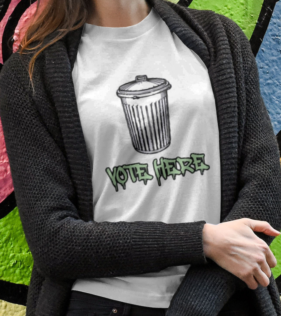 Vote Here Trash Can Election Commentary Shirt