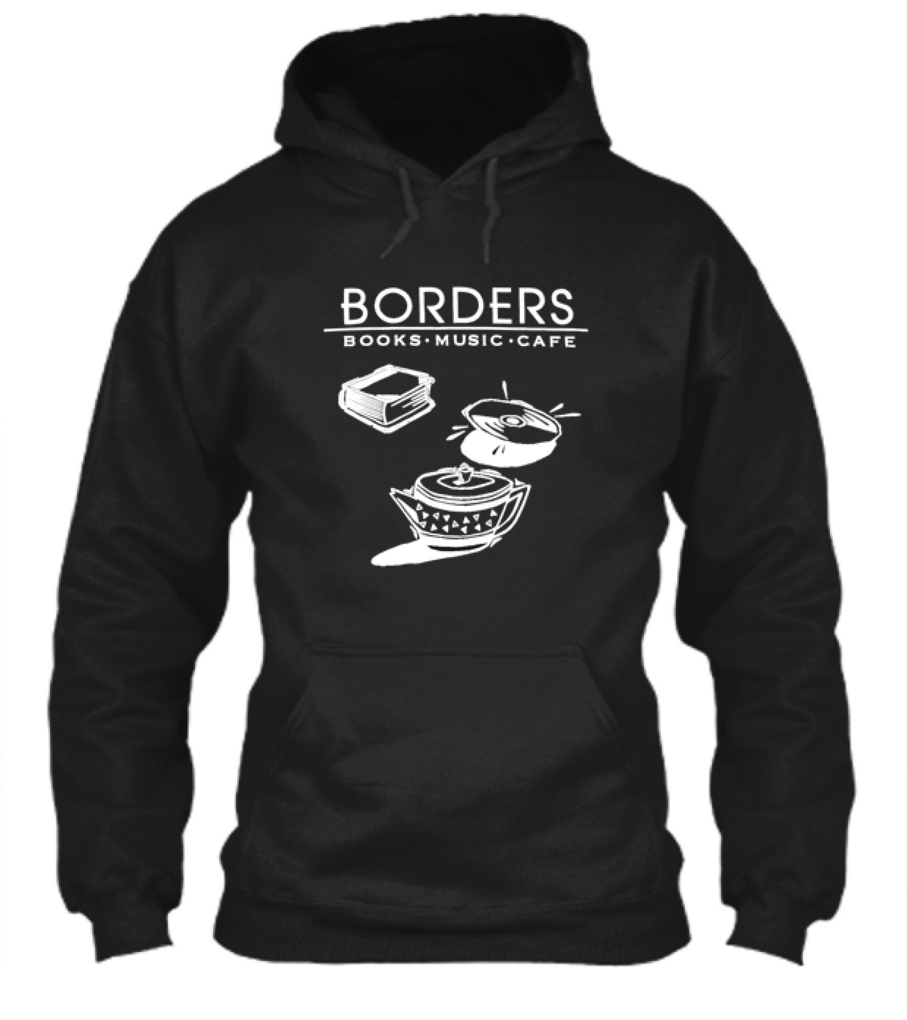 Borders Books Music Cafe Logo With Book Cd And Teapot Shirt
