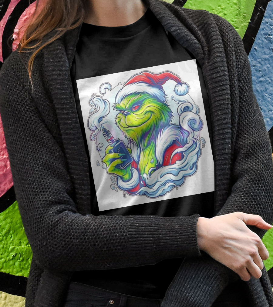Grinch Vaper Santa Hat Christmas Funny Shirt