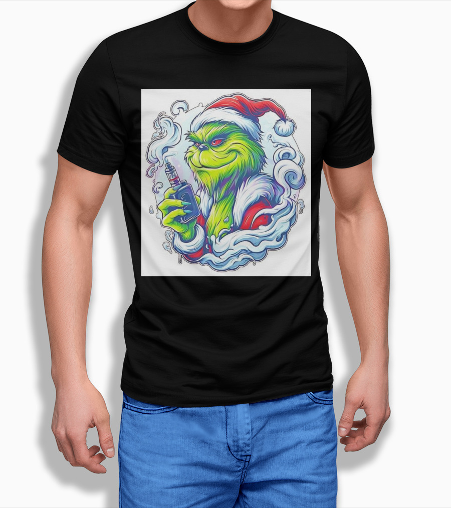 Grinch Vaper Santa Hat Christmas Funny Shirt