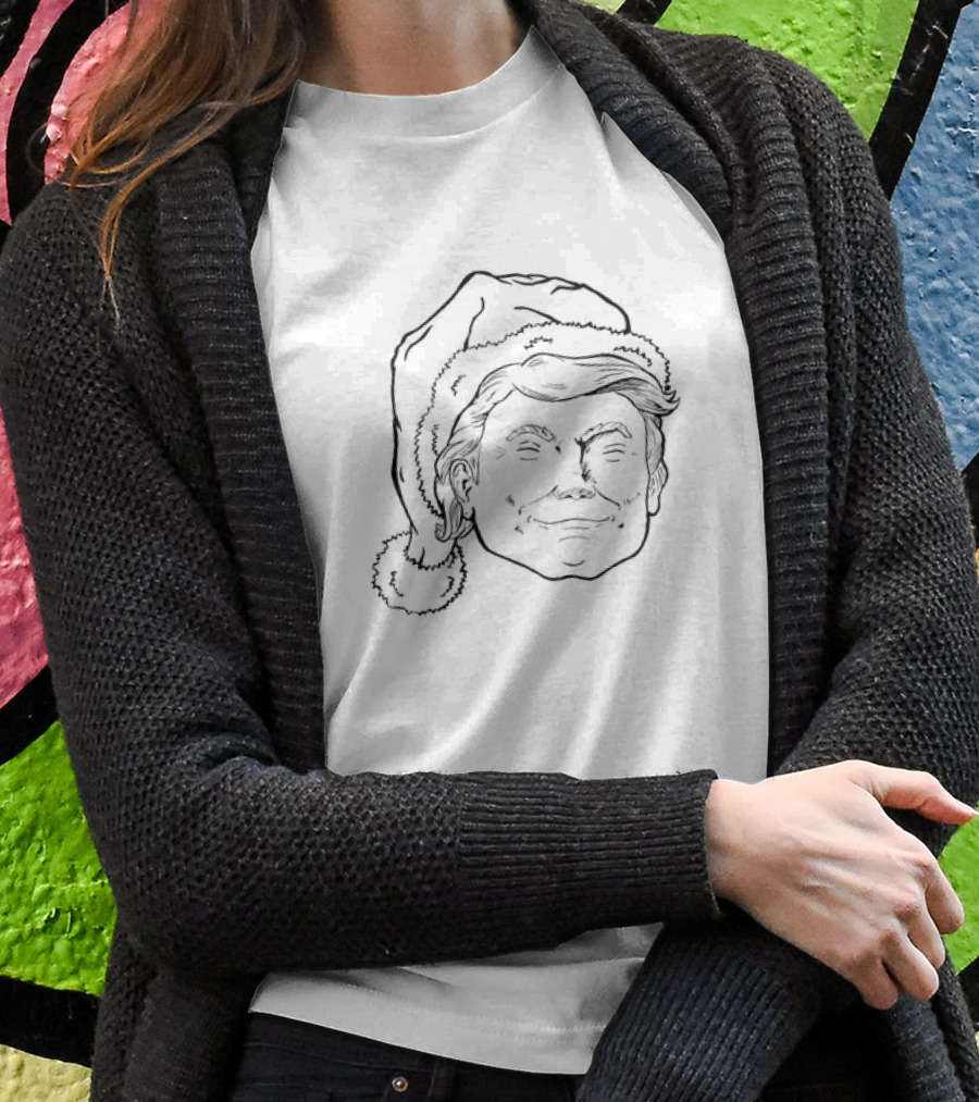 Trump Santa Christmas Drawing With Santa Hat Sketch Shirt