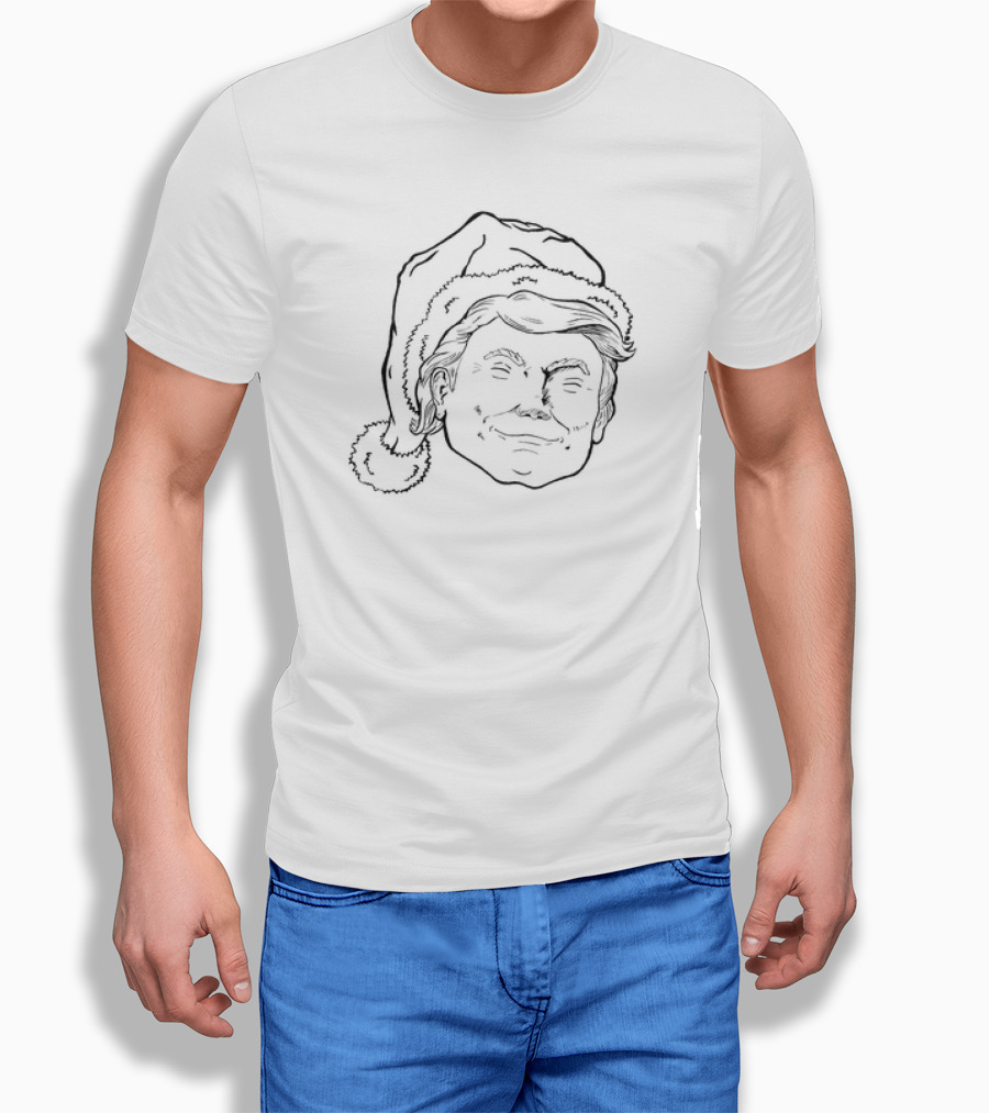 Trump Santa Christmas Drawing With Santa Hat Sketch Shirt