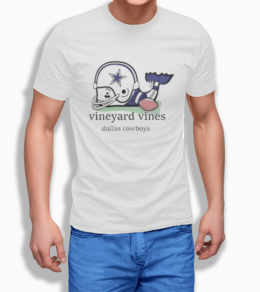 Vineyard Vines Dallas Cowboys 2024 Whimsical Whale Football Motif Shirt