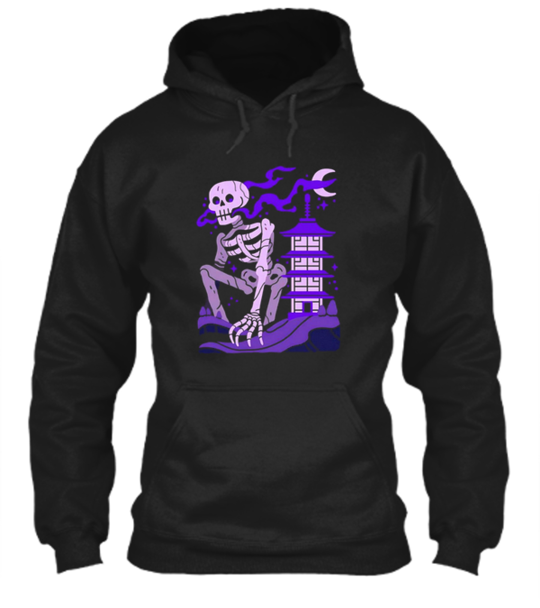 Gashadokuro Japanese Cryptid Skeleton With Pagoda And Crescent Moon Shirt