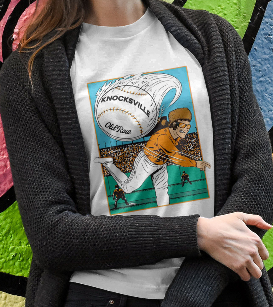 Knocksville Old Row Baseball Pitcher With Swirling Fastball And Spectator Crowd Shirt