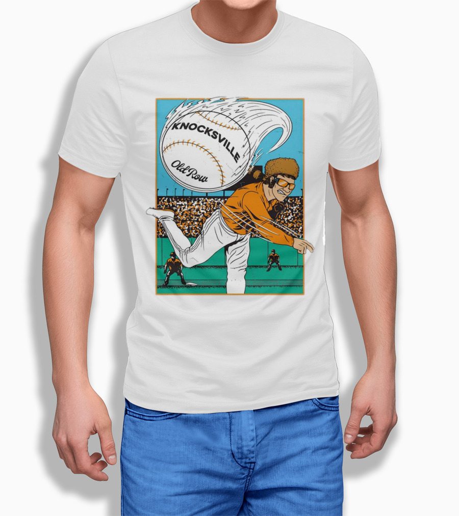 Knocksville Old Row Baseball Pitcher With Swirling Fastball And Spectator Crowd Shirt
