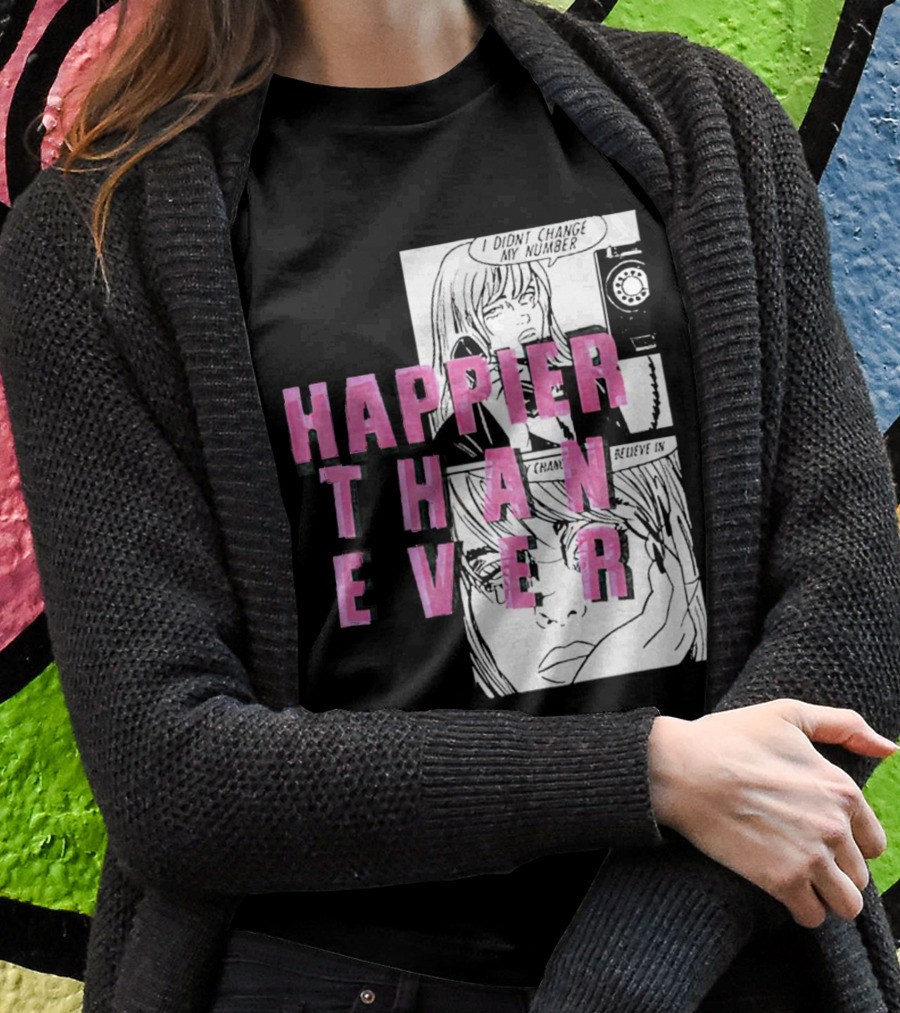 Happier Than Ever Didnt Change My Number Billie Eilish Comic Shirt