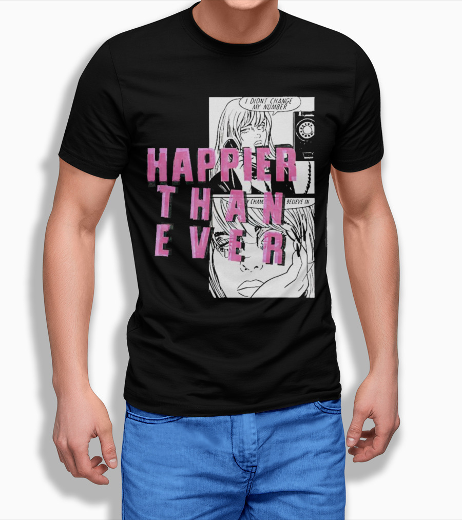 Happier Than Ever Didnt Change My Number Billie Eilish Comic Shirt