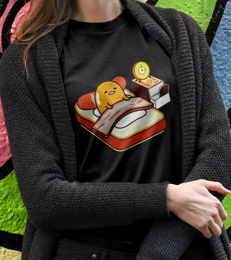 Gudetama Toast Bed With Bacon Blanket And Egg Alarm Clock Shirt