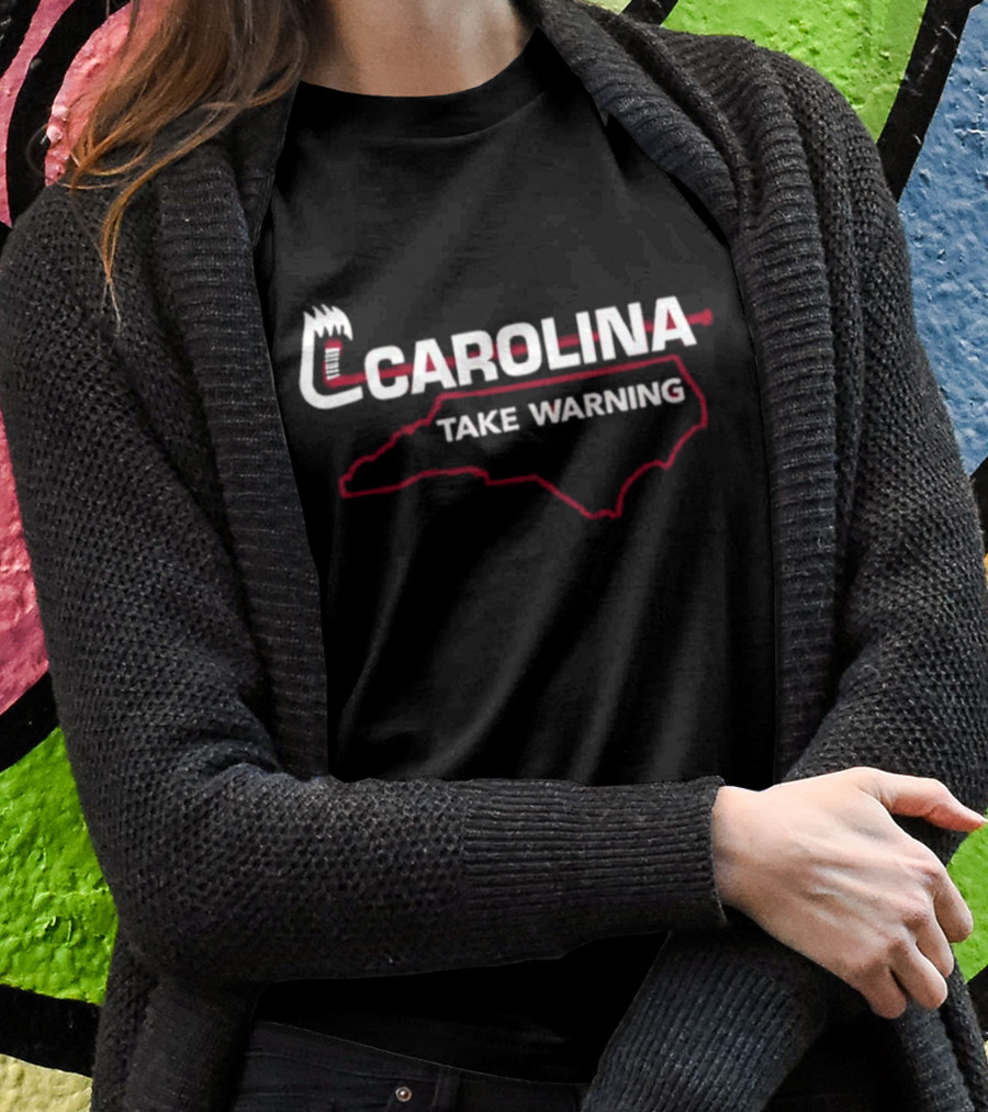 Carolina Hockey Take Warning State Outline Shirt