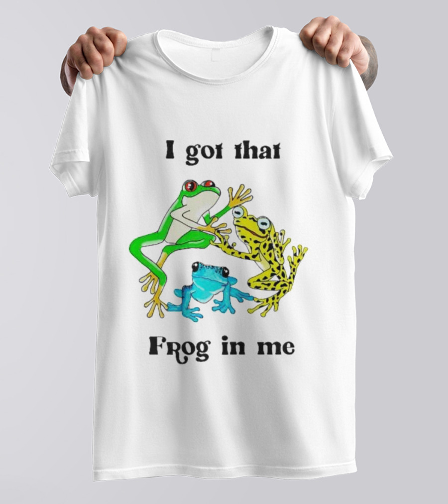 Trying My Best Frog In Striped Shirt With Flowers Shirt