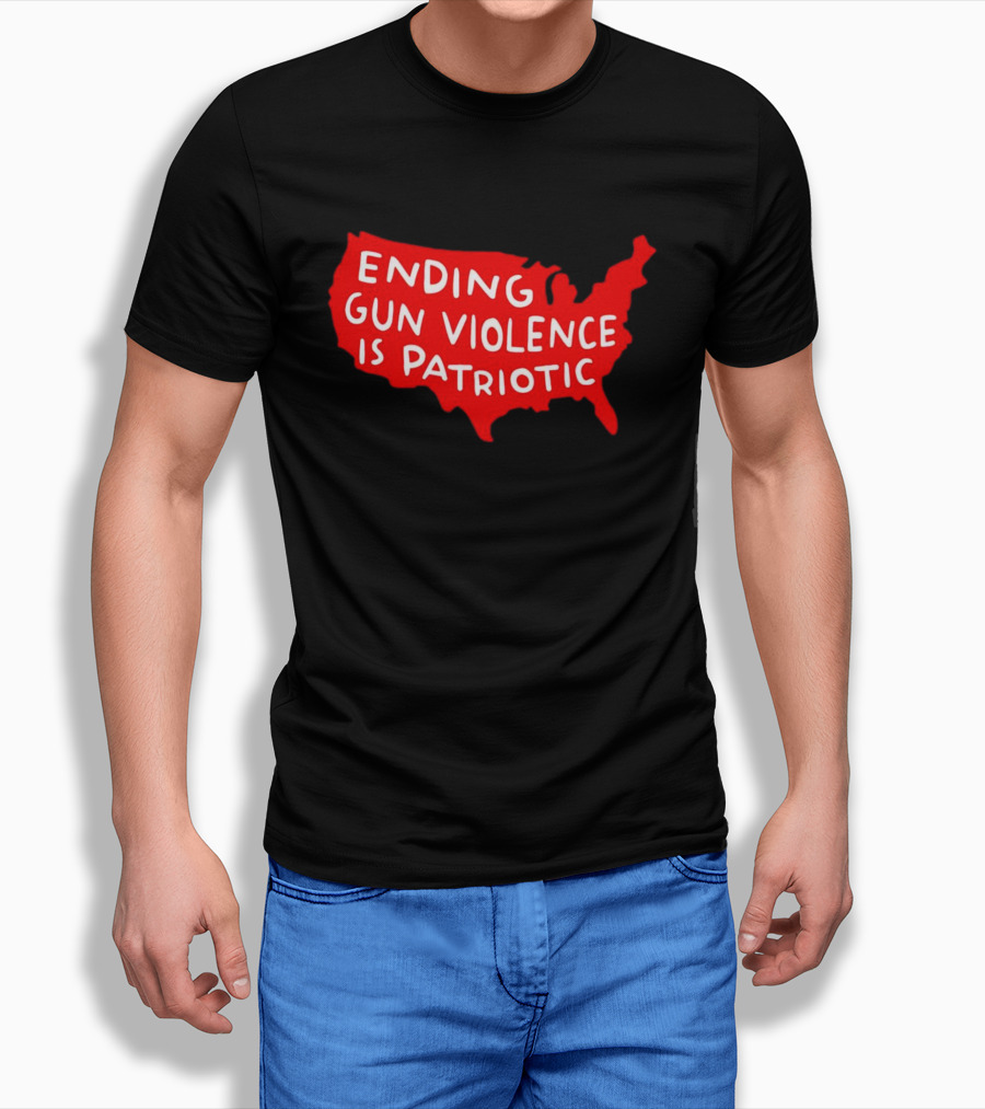 Ending Gun Violence Is Patriotic Red Usa Map Shirt