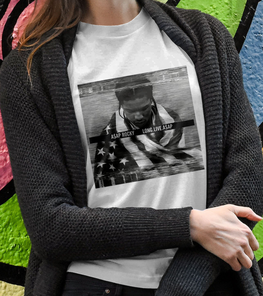 Asap Rocky Wrapped In American Flag Long Live Asap Shirt